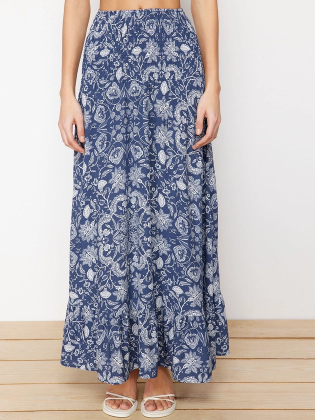 Trendyol Floral Printed Flared Maxi Skirts