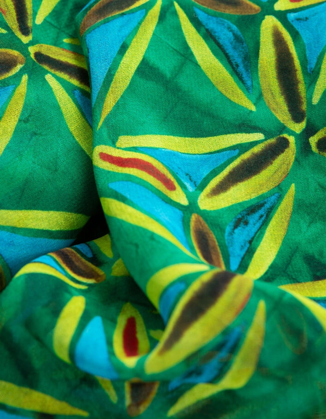 Robe verte matière recyclée imprimée Femme