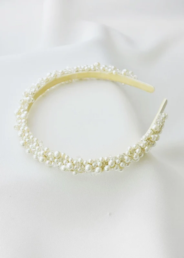 Diadème de mariage en perles ivoire serre-tête de mariée en perles - Etsy France