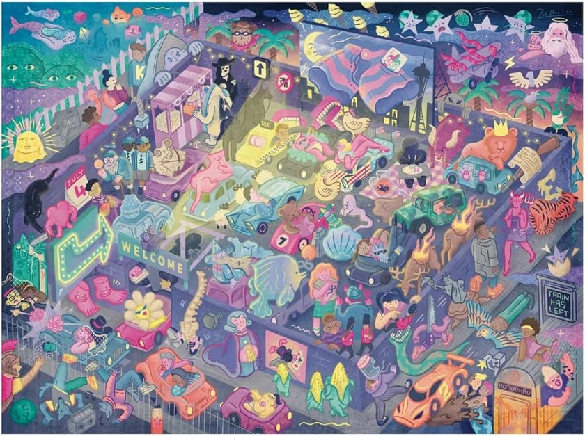 Night at the Movies: Movie Jigsaw Puzzle for Adults (1000 pieces) Filled with 101 Riddles to Solve