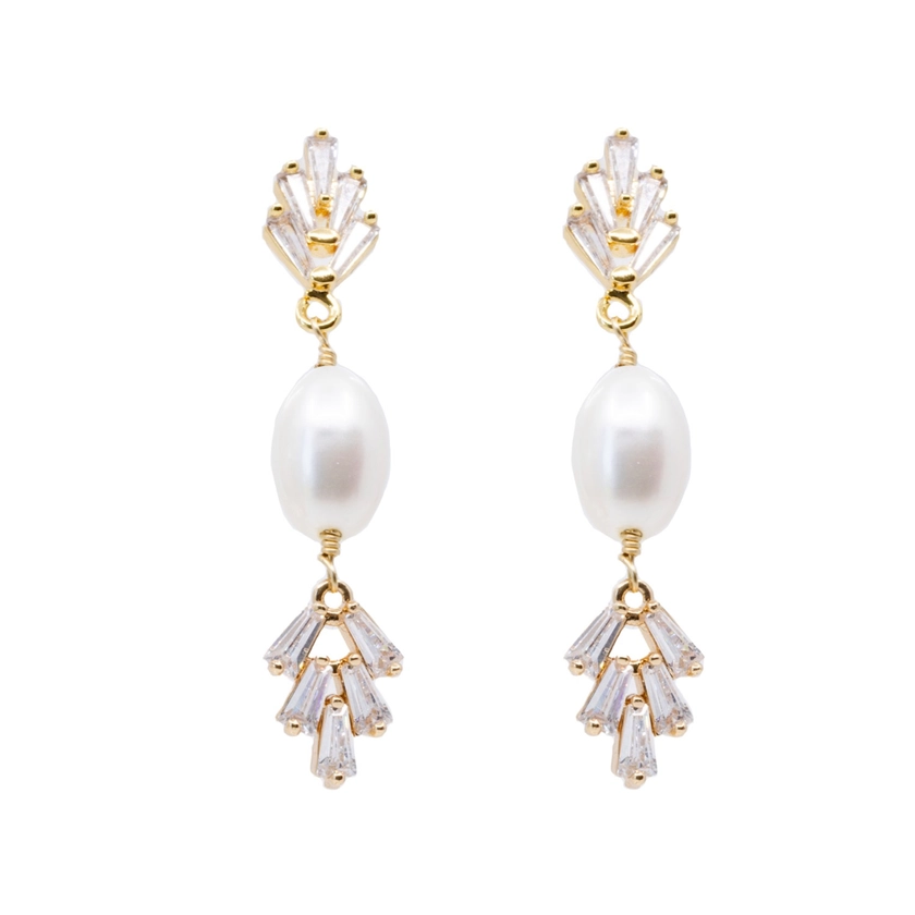 EugéNie Zirconia & Pearls Earrings by Maison Salvat