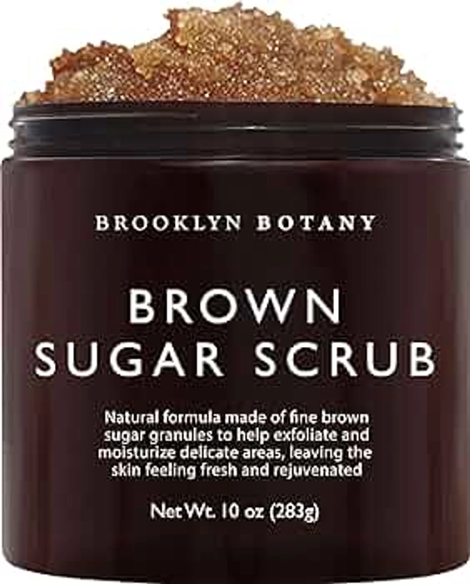 Brooklyn Botany Brown Sugar Body Scrub - Moisturizing and Exfoliating Body, Face, Hand, Foot Scrub - Fights Acne, Fine Lines & Wrinkles, Great Gifts For Women & Men - 10 oz