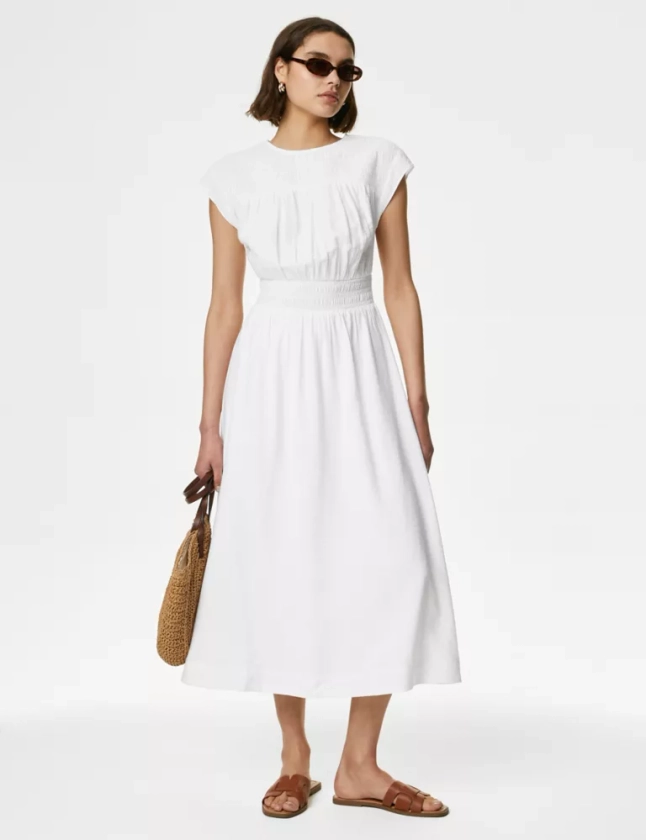 Ruched Midi Waisted Dress | M&S Collection | M&S