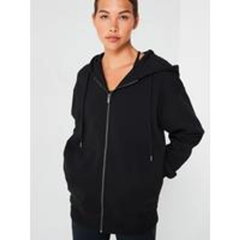 The Essential Oversized Zip Through Hoodie - Black