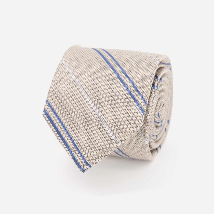 Bali Double Stripe Khaki Tie | Linen Ties | Tie Bar