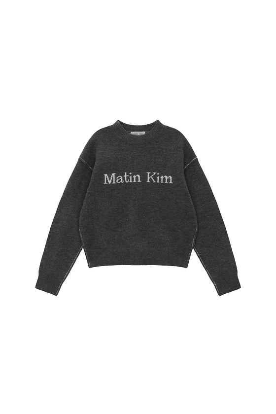 COLOR LINE POINT LOGO KNIT PULLOVER IN GREY