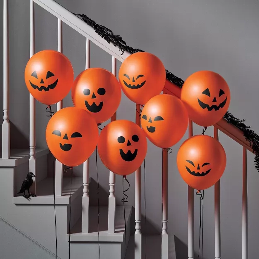 8pk Pumpkin Faces Halloween Balloon Set - Hyde & EEK! Boutique™