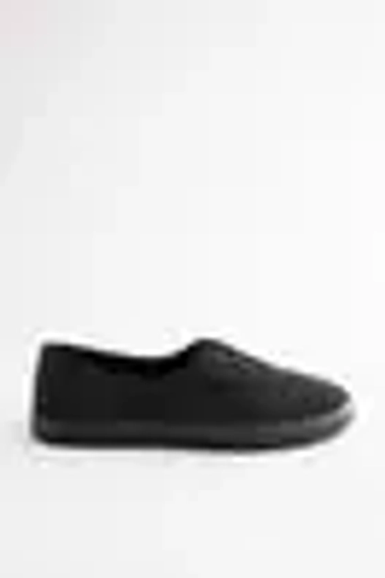 Black Embroidered Forever Comfort® Laceless Canvas Slip-On Trainers