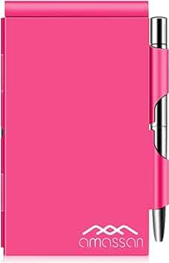 Metal Pocket Notebook, Portable Small Pocket Notepad Aluminum Note Case with Mini Metal Pen and 60-Page Sheets (Rose Pink)