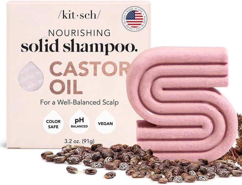 Amazon.com : Kitsch Castor Oil Shampoo Bar for Hair Growth | Vegan & All Natural Solid Shampoo | Made in USA | Hydrating & Moisturizing Bar Shampoo for Dull & Dry Hair | Strengthens Hair | Paraben Free, 3.2oz : Beauty & Personal Care