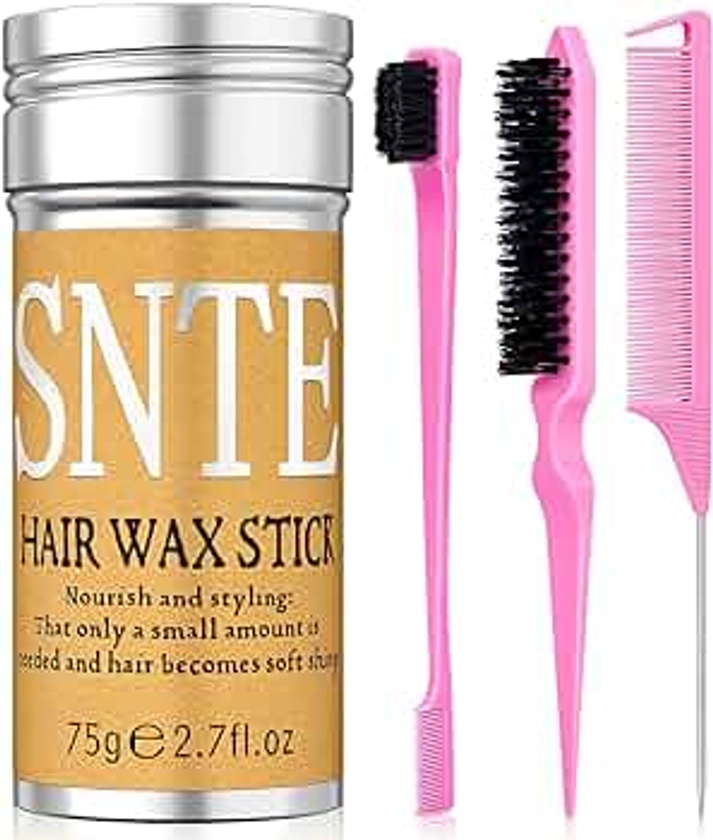 Edge Brush, Hair Wax Stick 4Pcs, Dance Competition Must Haves, Wax Stick for Hair for Flyaways Smooth, Tame Frizz, Edge Control, Coordinate With Slick Back Hair Brush & Styling Cream for Best Results