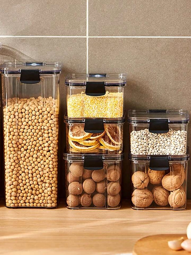 1 pieza Tarro de almacenamiento de alimentos transparente alimento almacenamiento simple forma cuadrada para cocina