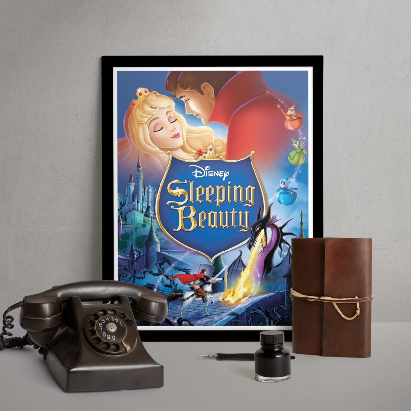 Framed Wall Art, Sleeping Beauty, Disney, Film Print, Poster, Film Print, Home Bedroom Bar Mancave Decor, A3 A4 A5, Christmas Gift