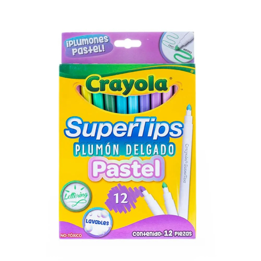 Plumones Supertips Pastel x12 CRAYOLA
