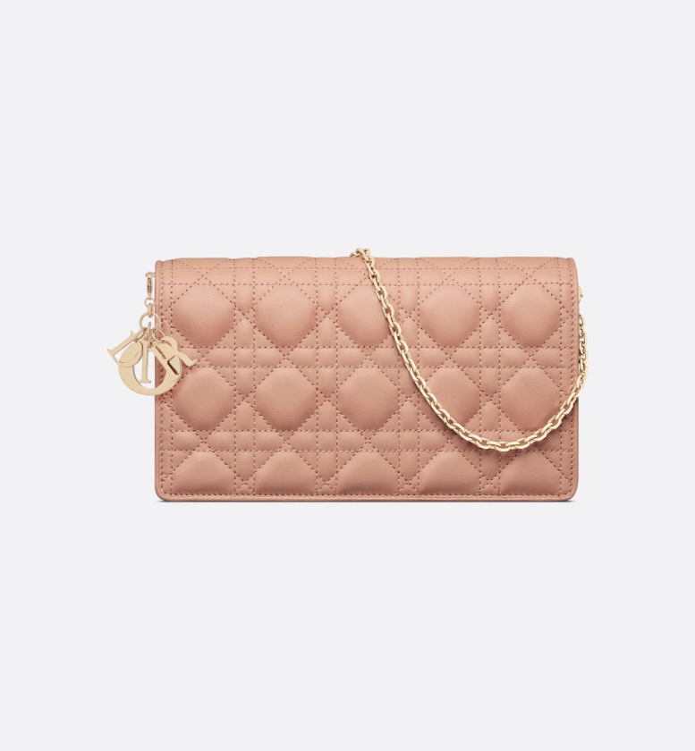 Lady Dior Pouch Rose Des Vents Cannage Lambskin | DIOR