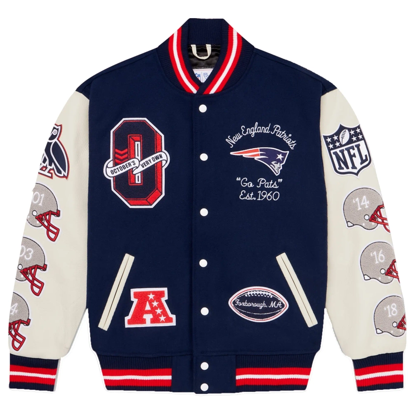 New England Patriots OVO Wool & Leather Varsity Jacket