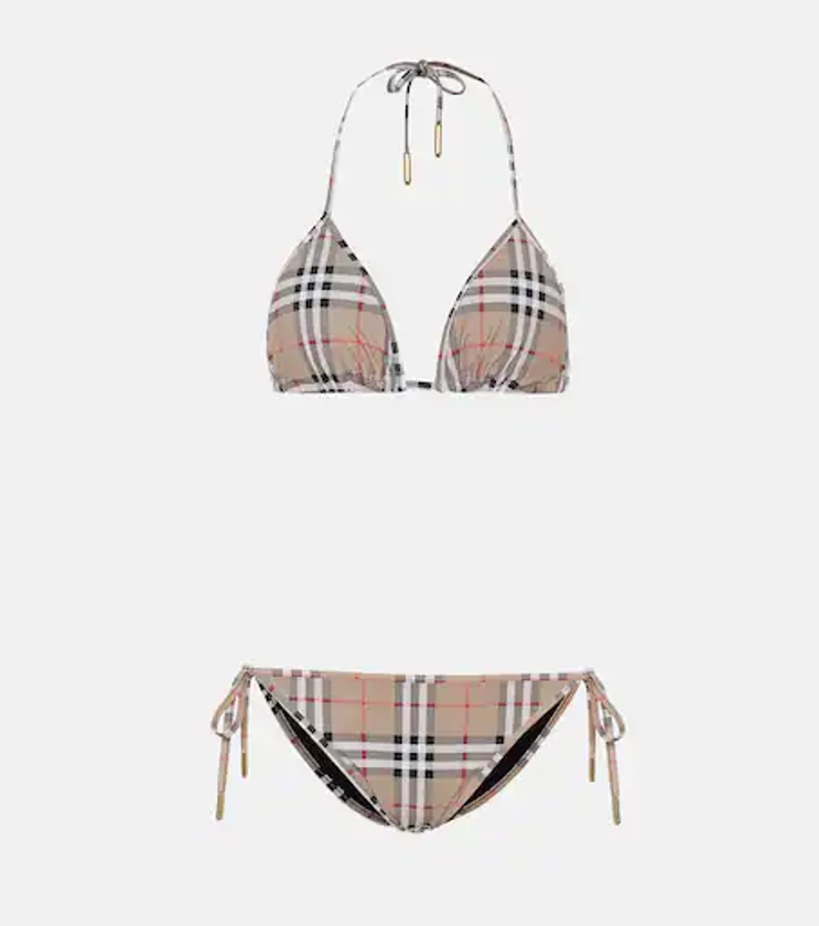 Vintage Check triangle bikini in beige - Burberry | Mytheresa