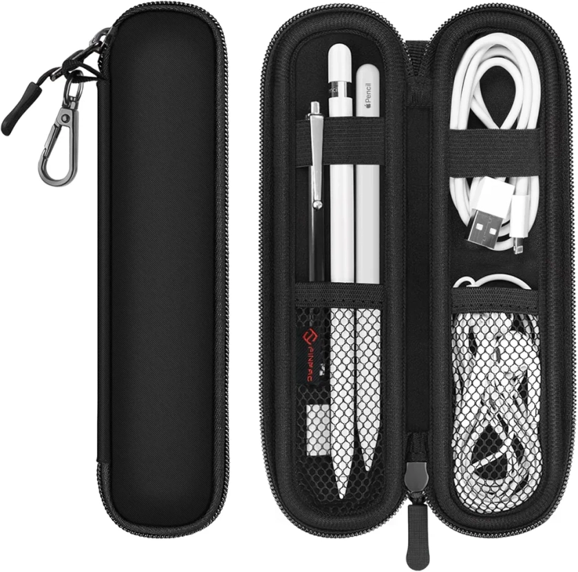 FINTIE Housse Compatible avec Apple Pencil Pro/Pencil (USB-C)/Pencil (2e/1re Génération) - Etui Fermeture Éclair en Néoprène Coque de Protection, Noir