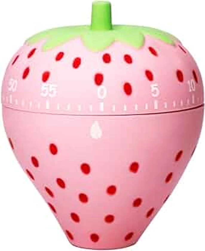 Kitchen Timer Cute Fruit Cookie Kitchen Timer | Novelty Manual Cooking Timer | Fun Shaped Mechanical Timer for Kitchen Alarm Home Desktop Decor (Strawberry) Windup