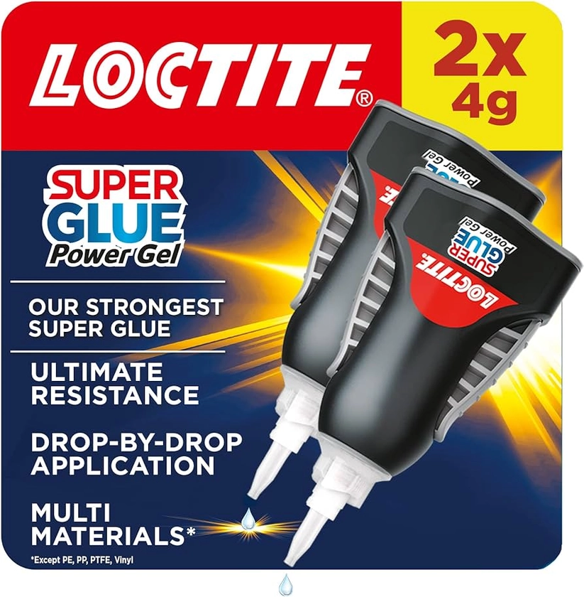 Loctite Super Glue Power Gel, Flexible Super Glue Gel, Superglue with Non-Drip Formula for Vertical Applications, Clear Glue with Precise Nozzle, 2x4g : Amazon.co.uk: DIY & Tools