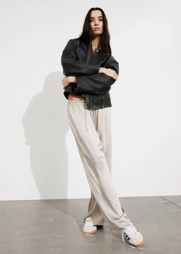 Satin Drawstring Trousers - Light Dusty Beige - & Other Stories NL