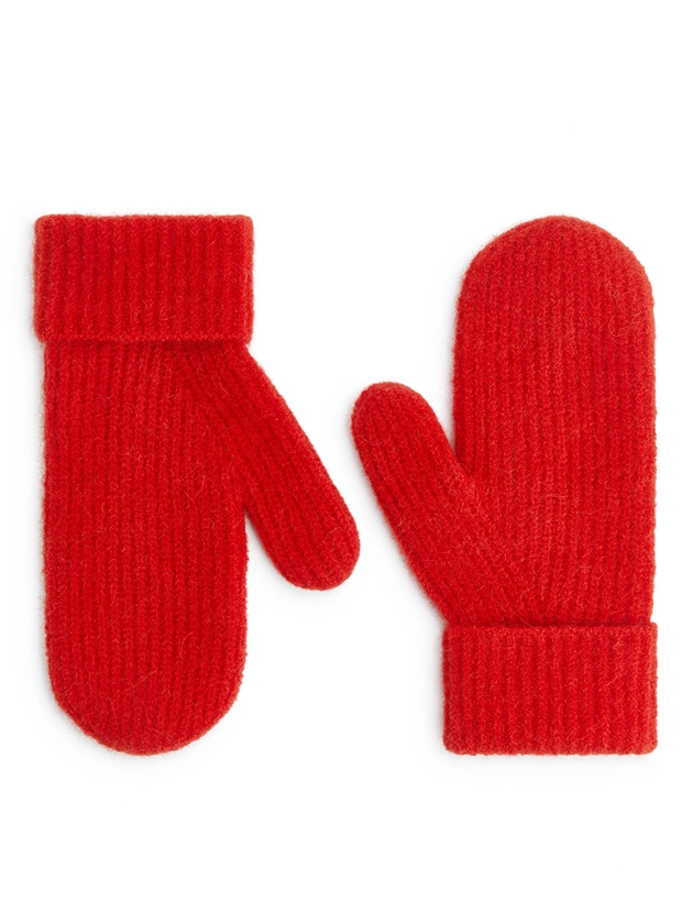 Wool-Alpaca Blend Mittens - Red - ARKET GB