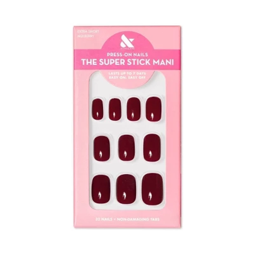 Olive & June Press On Nail Tabs - XS Squoval - Mulberry - 32ct