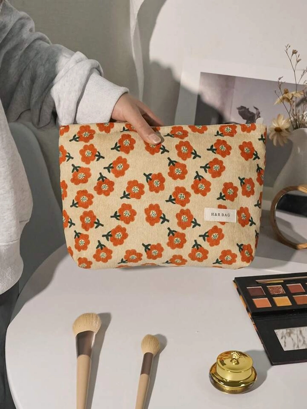 A Floral Velveteen Cosmetic Bag For Women, Large Capacity Toiletry Bag, Suitable For Home And Travel, Dormitory Essential, Gift For Bridesmaids, Moms, And Friends, Home Decoration, Organizer For Bathroom, Living Room, And Bedroom, Jewelry Box Organizer, Lip Gloss Organizer, Nail Polish Organizer | SHEIN USA