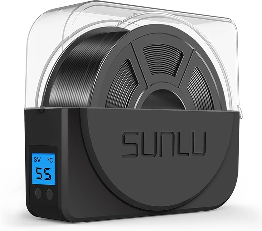 SUNLU Filament Dryer Box for 3D Printer Filament, S1 Plus Filament Dehydrator with Fan Design, Filament Storage can Keep 1.75 2.85 3.00mm PLA PETG ABS Filament Dry During 3D Printing (Black)