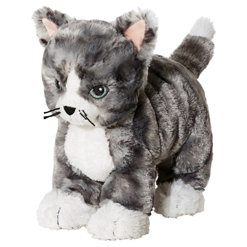 LILLEPLUTT Peluche - chat gris/blanc