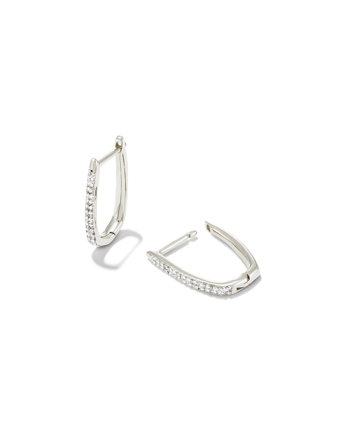 Ellen Luxe Sterling Silver Huggie Earrings in White Sapphire | Kendra Scott