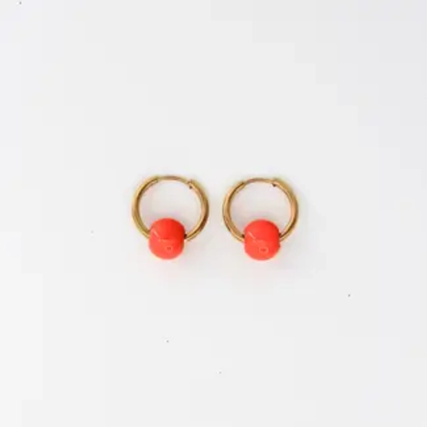 &quot;Aya&quot; Boucle d&#039;oreille Orange - Acier inoxydable