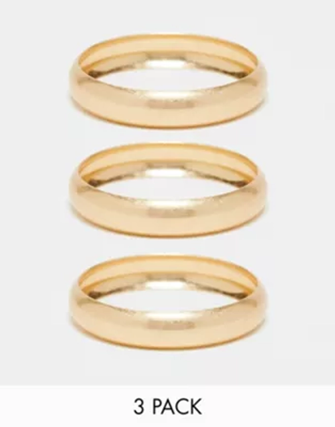 ASOS DESIGN pack of 3 bangles in brushed gold tone | ASOS