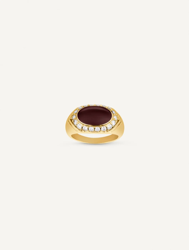 Bague dôme pierre marron Espresso