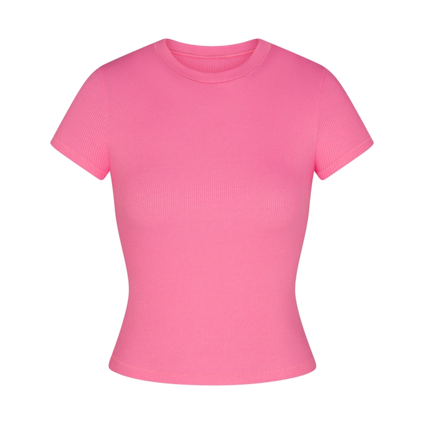 COTTON RIB T-SHIRT | SUGAR PINK