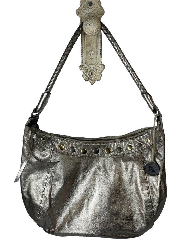 The Sak Purse silver metallic pig Leather Hobo Bag Shoulder Handbag