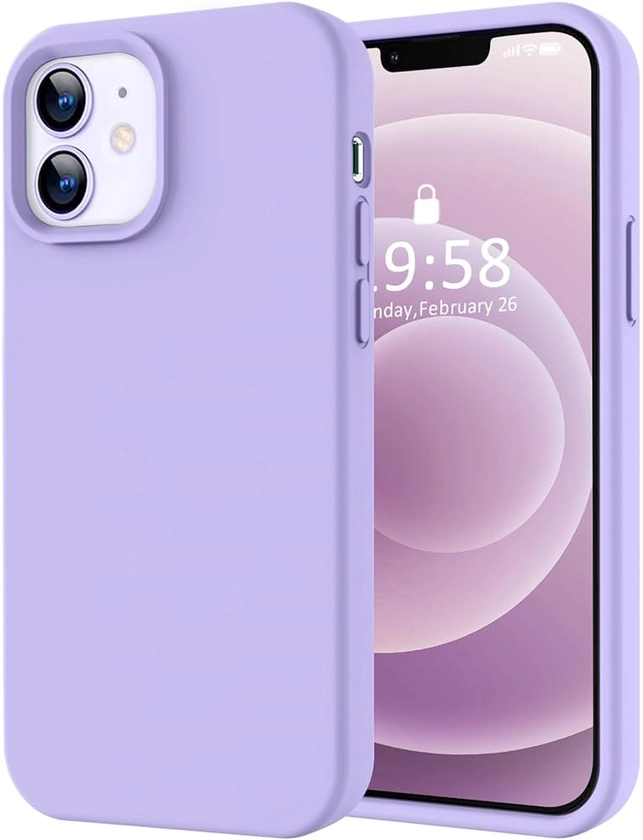 LOVE 3000 Designed for iPhone 12 Case/iPhone 12 Pro Case, Premium Silicone with [Soft Anti-Scratch Microfiber Lining] Shockproof Protective Phone Case for Men Women Girls 6.1", Light Purple