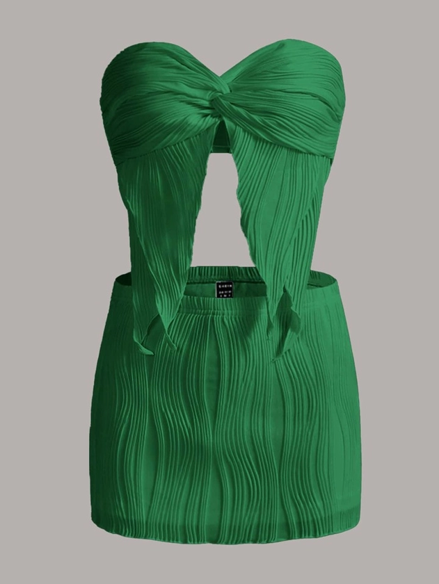 SHEIN ICON Twist Front Tube Top & Bodycon Skirt | SHEIN UK