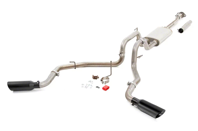 Rough Country F-150 Dual Exhaust System with Black Tips; Side Exit 96006 (15-20 2.7L EcoBoost F-150)