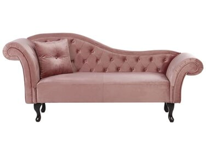 Chaise longue côté gauche en velours rose LATTES