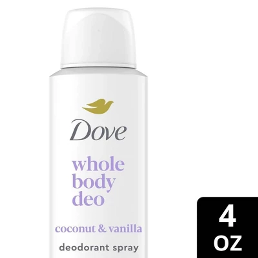 Dove Beauty Whole Body Aluminum Free Invisible Deodorant Spray - Coconut & Vanilla - 4oz