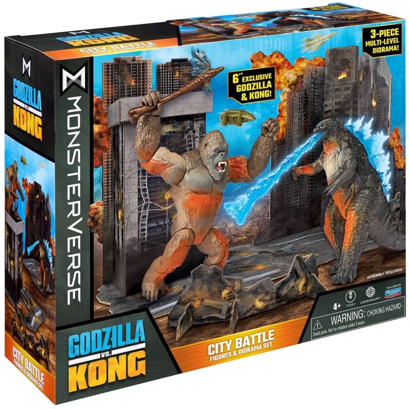 Playmates Godzilla Monsterverse City Battle Playset (Figures & Diorama Set) Godzilla vs. Kong