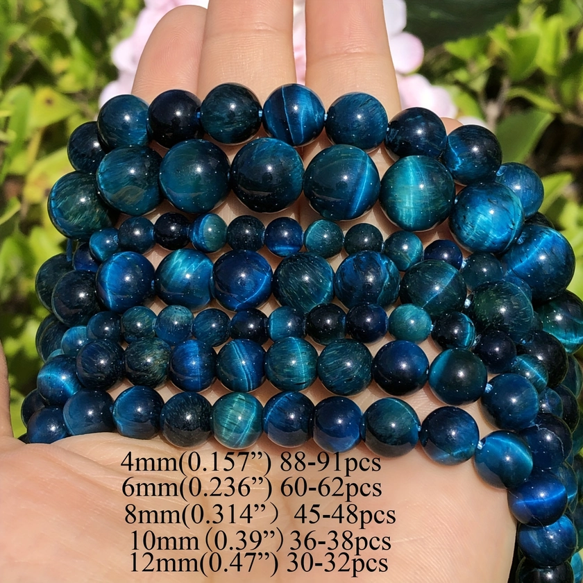 4-12mm 5A Blue Starry Sky Dreamy Natural Tiger Eye Stone Spacer Loose Beads For Diy Women's And Men's Bracelet Necklace Jewelry Making Supplies