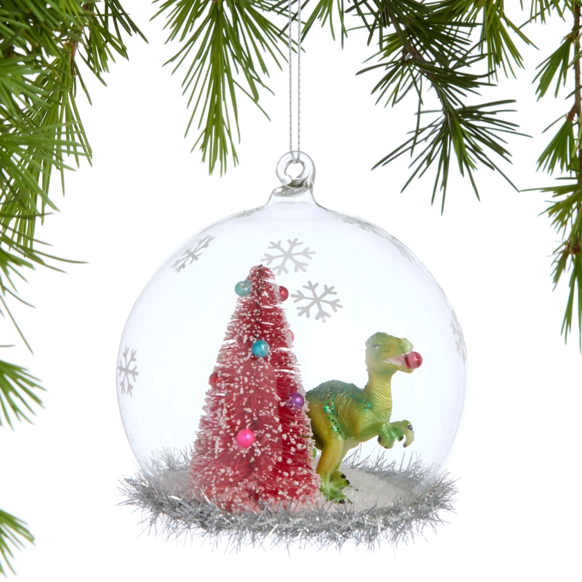 Dinosaur and Tree Glass Cloche Ornament - World Market