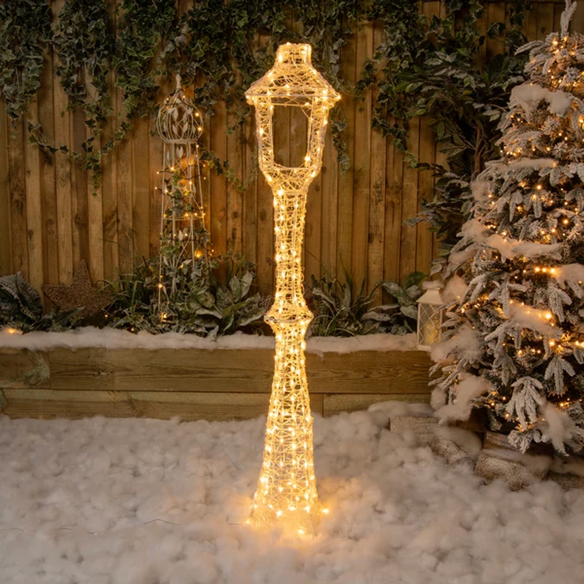 1.5M Soft Acrylic Light Up Christmas Lamp Post with 170 White/Warm White Twinkling LEDs