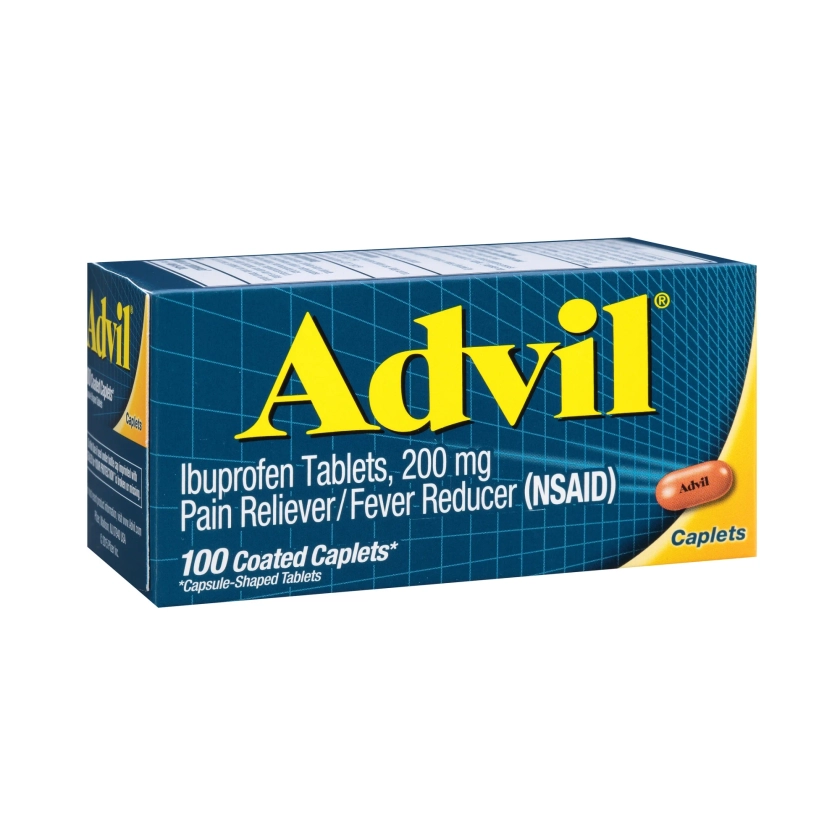 Advil Pain Relievers and Fever Reducer Coated Caplets, 200 Mg Ibuprofen, 100 Count