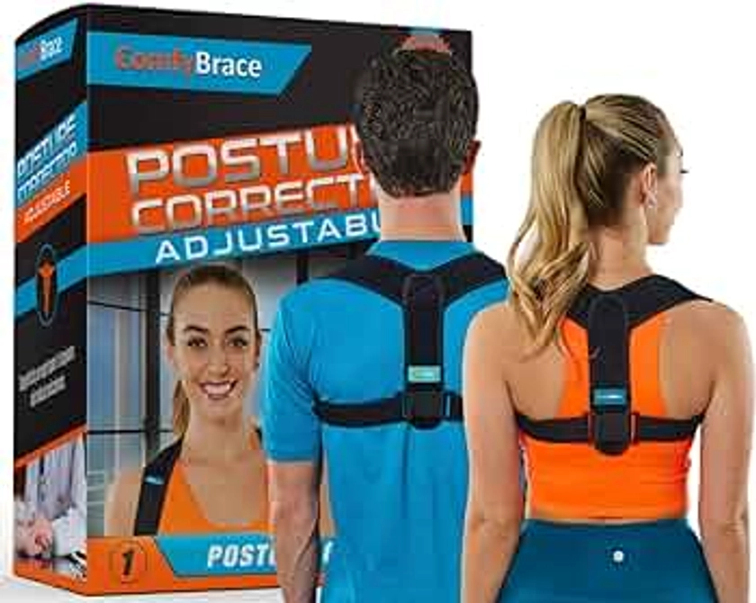 ComfyBrace Posture Corrector-Back Brace for Men and Women- Fully Adjustable Straightener for Mid, Upper Spine Support- Neck, Shoulder, Clavicle and Back Pain Relief-Breathable