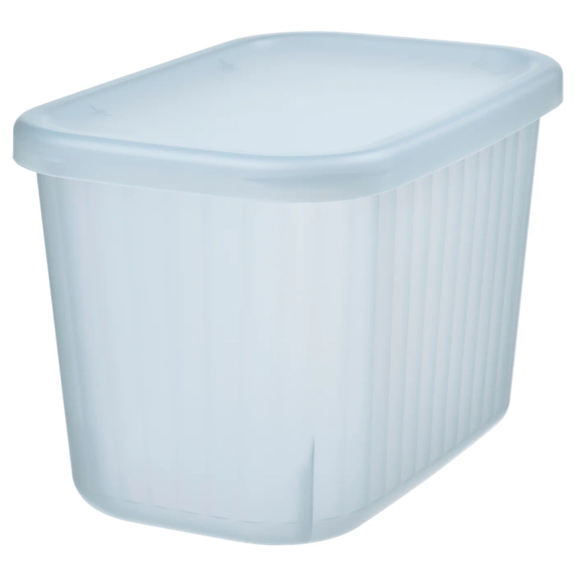 RYKTA Storage box with lid - transparent gray-blue 12x18x12 cm/1.5 l (4 ¾x7x4 ¾ "/0 gallon)