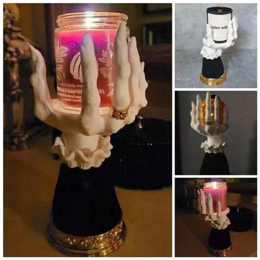 Halloween Decoración portavelas con forma de mano, ornamento de escritorio de mano terrorífica para Pascua | Moda de Mujer | SHEIN México