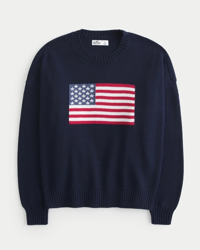 Women's American Flag Graphic Crew Sweater | Women's Tops | HollisterCo.com